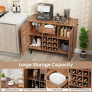 Mid-century Modern Buffet Sideboard Server Cabinet with 9-Bottle Wine Rack-Walnut by LJGDeals