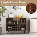 Mid-century Modern Buffet Sideboard Server Cabinet with 9-Bottle Wine Rack-Walnut by LJGDeals