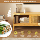 Bamboo TV Stand for TVs up to 65 Inches with Sliding Slatted Doors-Natural