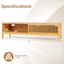 Bamboo TV Stand for TVs up to 65 Inches with Sliding Slatted Doors-Natural by LJGDeals