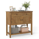 Mid-Century Console Table Wood Coffee Bar Buffet Sideboard with 2 Drawers-Walnut by LJGDeals