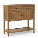 Mid-Century Console Table Wood Coffee Bar Buffet Sideboard with 2 Drawers-Walnut by LJGDeals