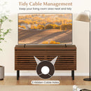 Mid Century Fluted TV Stand for 40" TV with 2 Hidden Compartments and Metal Legs-Walnut by LJGDeals