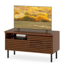 Mid Century Fluted TV Stand for 40 Inch TV Modern Entertainment Center with Open Compartment-Walnut by LJGDeals