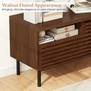 Mid Century Fluted TV Stand for 40 Inch TV Modern Entertainment Center with Open Compartment-Walnut by LJGDeals