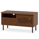 Mid Century Fluted TV Stand for 40 Inch TV Modern Entertainment Center with Open Compartment-Walnut