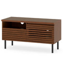 Mid Century Fluted TV Stand for 40 Inch TV Modern Entertainment Center with Open Compartment-Walnut by LJGDeals