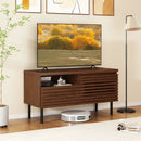 Mid Century Fluted TV Stand for 40 Inch TV Modern Entertainment Center with Open Compartment-Walnut by LJGDeals