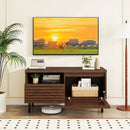 Mid Century Fluted TV Stand for 40 Inch TV Modern Entertainment Center with Open Compartment-Walnut by LJGDeals