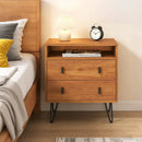 Mid Century Modern 2-Drawer Nightstand with Storage Compartment-Walnut by LJGDeals