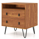 Mid Century Modern 2-Drawer Nightstand with Storage Compartment-Walnut by LJGDeals