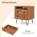 Mid Century Modern 2-Drawer Nightstand with Storage Compartment-Walnut by LJGDeals