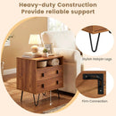 Mid Century Modern 2-Drawer Nightstand with Storage Compartment-Walnut by LJGDeals