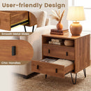 Mid Century Modern 2-Drawer Nightstand with Storage Compartment-Walnut by LJGDeals