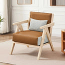 Mid-Century Modern Accent Chair Artificial Leather Sofa Chair with Rubber Wood Frame by LJGDeals