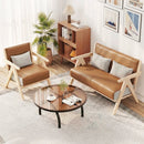 Mid-Century Modern Accent Chair Artificial Leather Sofa Chair with Rubber Wood Frame by DirectDeals