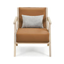 Mid-Century Modern Accent Chair Artificial Leather Sofa Chair with Rubber Wood Frame by LJGDeals