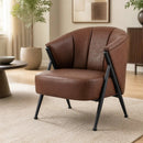 Mid Century Accent Chair with Curved Backrest - Brown by LJGDeals
