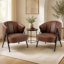 Mid Century Accent Chair with Curved Backrest - Brown by LJGDeals