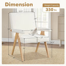 Mid Century Modern Accent Chair with Rubber Wood Frame and Padded Armrests-White by LJGDeals