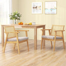 Mid Century Modern Accent Chairs Set of 2 with Breathable Rattan Back-Natural by LJGDeals