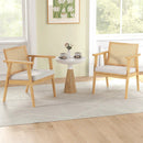 Mid Century Modern Accent Chairs Set of 2 with Breathable Rattan Back-Natural by DirectDeals