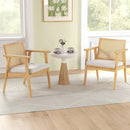 Mid Century Modern Accent Chairs Set of 2 with Breathable Rattan Back-Natural by LJGDeals