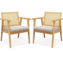 Mid Century Modern Accent Chairs Set of 2 with Breathable Rattan Back-Natural by DirectDeals