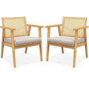 Mid Century Modern Accent Chairs Set of 2 with Breathable Rattan Back-Natural by LJGDeals