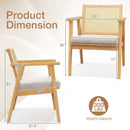 Mid Century Modern Accent Chairs Set of 2 with Breathable Rattan Back-Natural by DirectDeals
