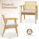 Mid Century Modern Accent Chairs Set of 2 with Breathable Rattan Back-Natural by LJGDeals
