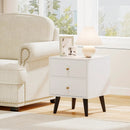 Mid Century Modern Bedside Table Nightstand with Golden Knobs and Raised Support Legs-White by LJGDeals