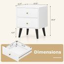 Mid Century Modern Bedside Table Nightstand with Golden Knobs and Raised Support Legs-White by LJGDeals