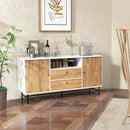 Mid Century Modern Buffet Sideboard with Sliding Tambour Doors and 2 Storage Drawers-White by DirectDeals