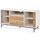 Mid Century Modern Buffet Sideboard with Sliding Tambour Doors and 2 Storage Drawers-White by LJGDeals