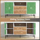 Mid Century Modern Buffet Sideboard with Sliding Tambour Doors and 2 Storage Drawers-White by LJGDeals