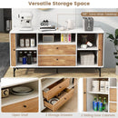 Mid Century Modern Buffet Sideboard with Sliding Tambour Doors and 2 Storage Drawers-White by DirectDeals
