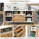 Mid Century Modern Buffet Sideboard with Sliding Tambour Doors and 2 Storage Drawers-White by LJGDeals