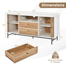 Mid Century Modern Buffet Sideboard with Sliding Tambour Doors and 2 Storage Drawers-White by DirectDeals
