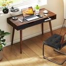 Mid-Century Modern Computer Desk with Drawer and Open Compartment-Brown by LJGDeals