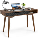 Mid-Century Modern Computer Desk with Drawer and Open Compartment-Brown by LJGDeals