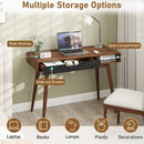 Mid-Century Modern Computer Desk with Drawer and Open Compartment-Brown by LJGDeals