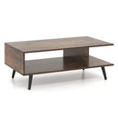 Mid Century Modern Rectangle Coffee Table 2-Tier Accent Table with 2 Open Compartments by LJGDeals