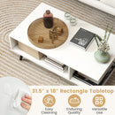 Mid Century Modern Rectangle Coffee Table 2-Tier Accent Table with 2 Open Compartments-White