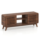 Mid Century Modern Entertainment Center with Grille-style Sliding Doors for Living Room by DirectDeals