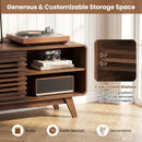 Mid Century Modern Entertainment Center with Grille-style Sliding Doors for Living Room by LJGDeals