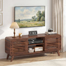 Mid Century Modern Entertainment Center with Grille-style Sliding Doors for Living Room by DirectDeals