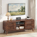 Mid Century Modern Entertainment Center with Grille-style Sliding Doors for Living Room by LJGDeals
