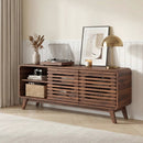 Mid Century Modern Entertainment Center with Grille-style Sliding Doors for Living Room by LJGDeals