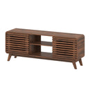 Mid Century Modern Entertainment Center with Grille-style Sliding Doors for Living Room by LJGDeals